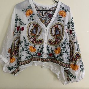 COPY - ZARA embroidered white shirt